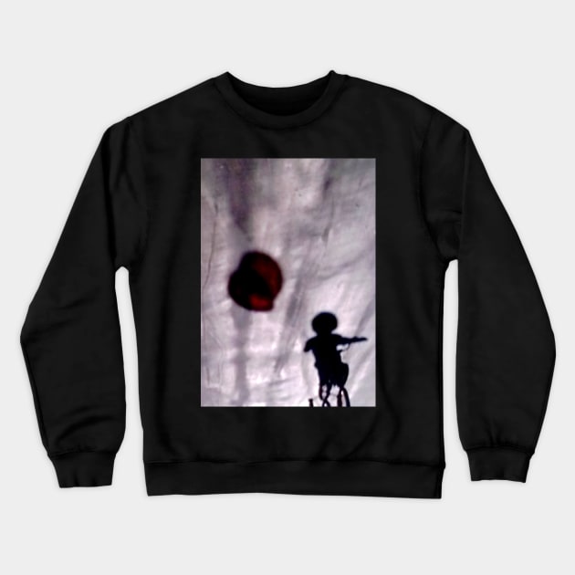 Biker With Red Balloons Shadows Crewneck Sweatshirt by 1Redbublppasswo